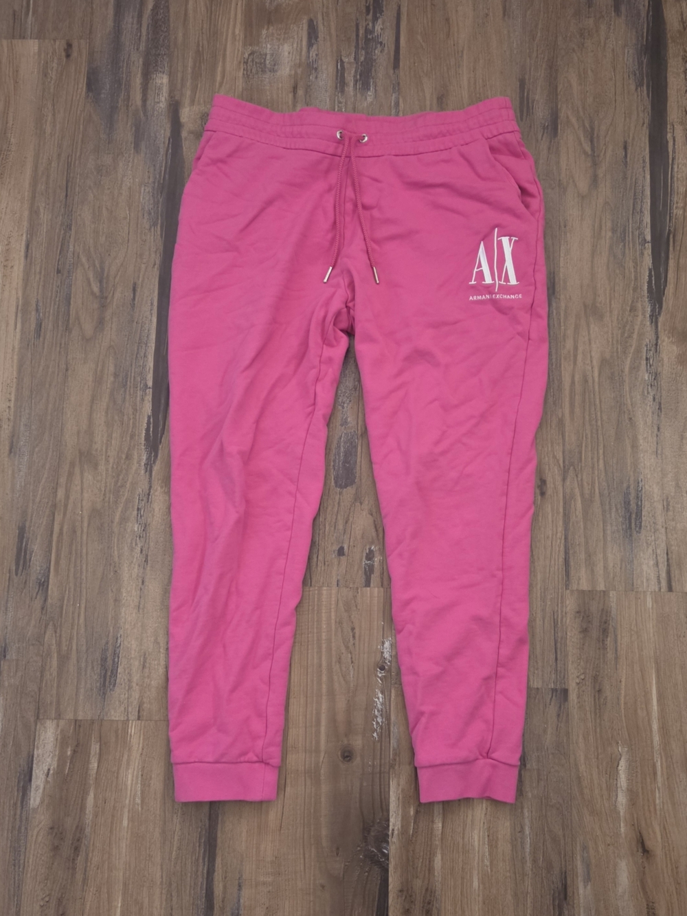 Armani Exchange Womens 100% Cotton Pink Logo Jogger Pants